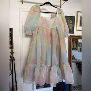 Selkie Rainbow French Puff Dress Large